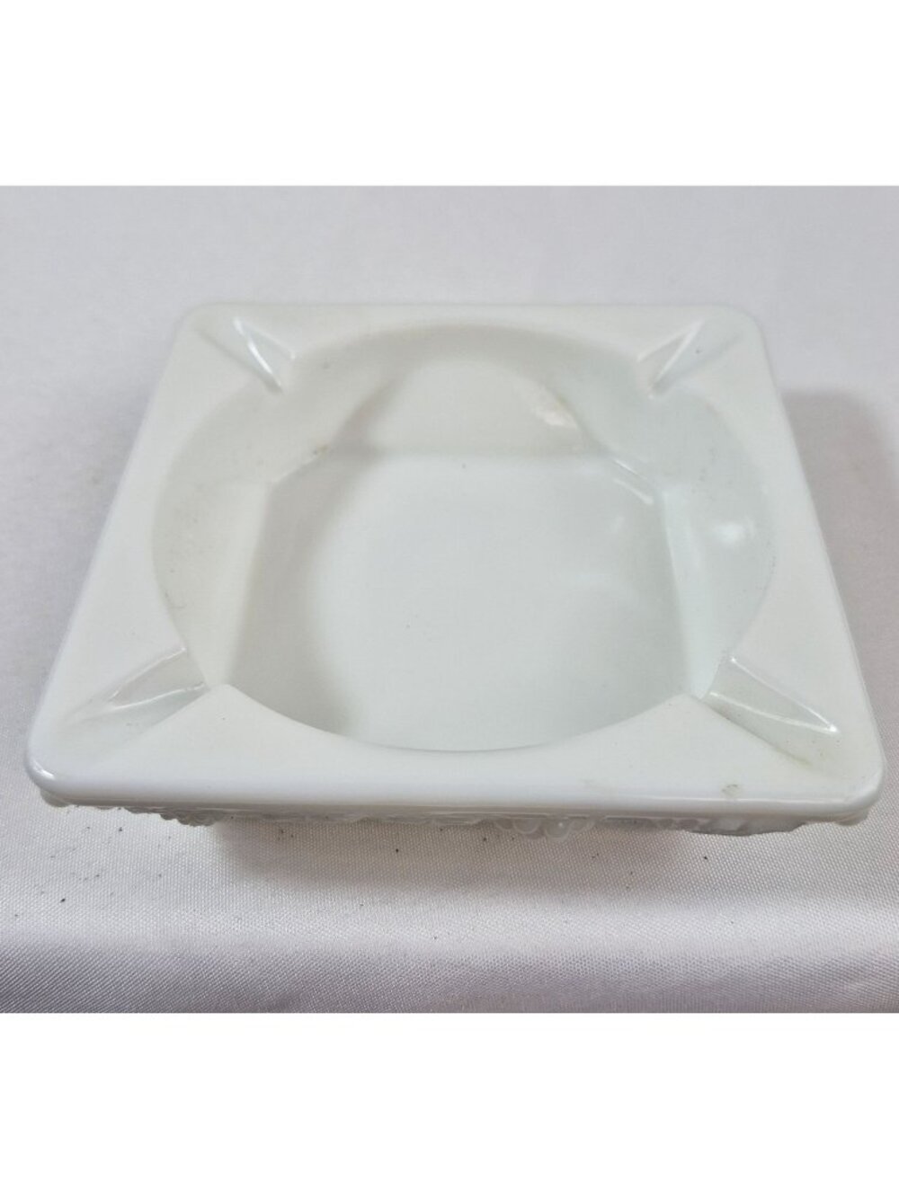Vintage Westmoreland Milk Glass Ashtray Grape Vine Square White Glass 5 Inch